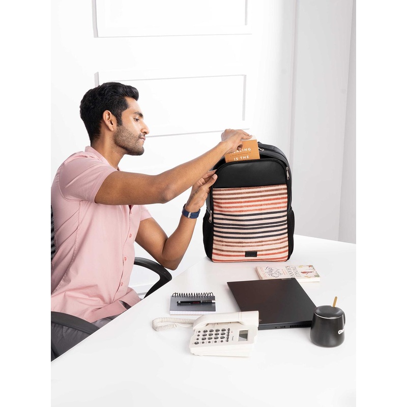 ZOUK Unisex Striped Water Resistance Backpack Up To 16 Inch