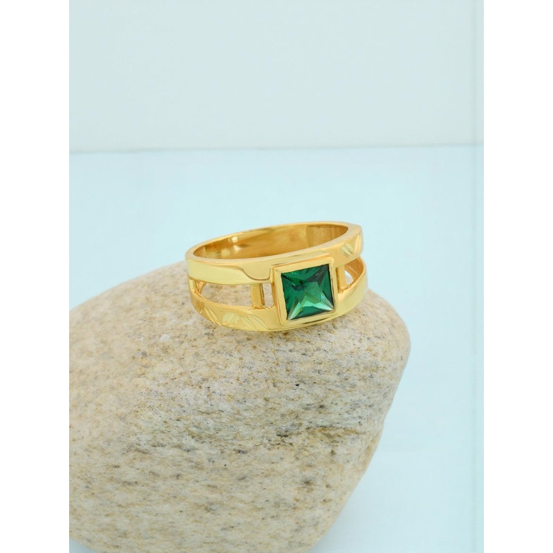 Brass Goldplated Faux Zambian Emerald Wedding Fingerring