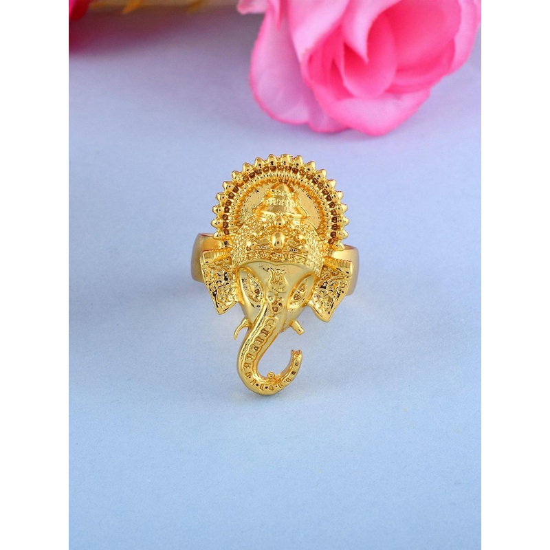 Brass Goldplated handmade Adjsutable Ganesh fingerring