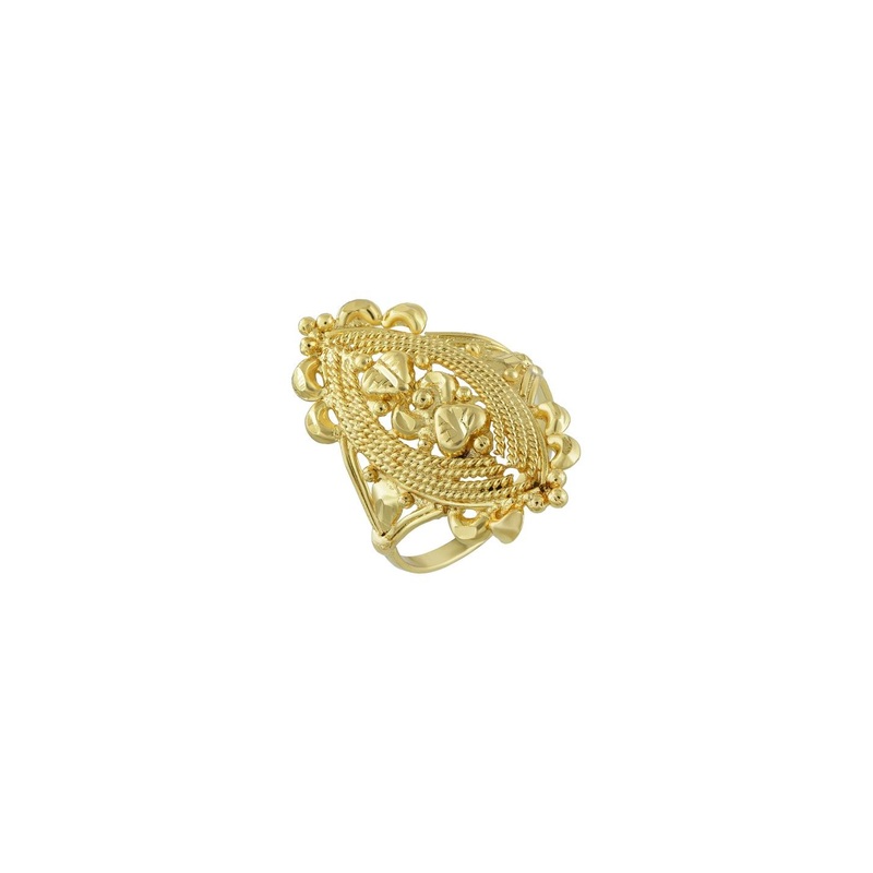 DZINETRENDZ Gold-Plated Filigree Marquise Shape Finger Ring