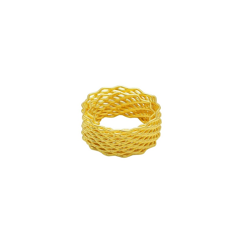 Gold plated Adjustable size intermeshed Brass wire, finger ring