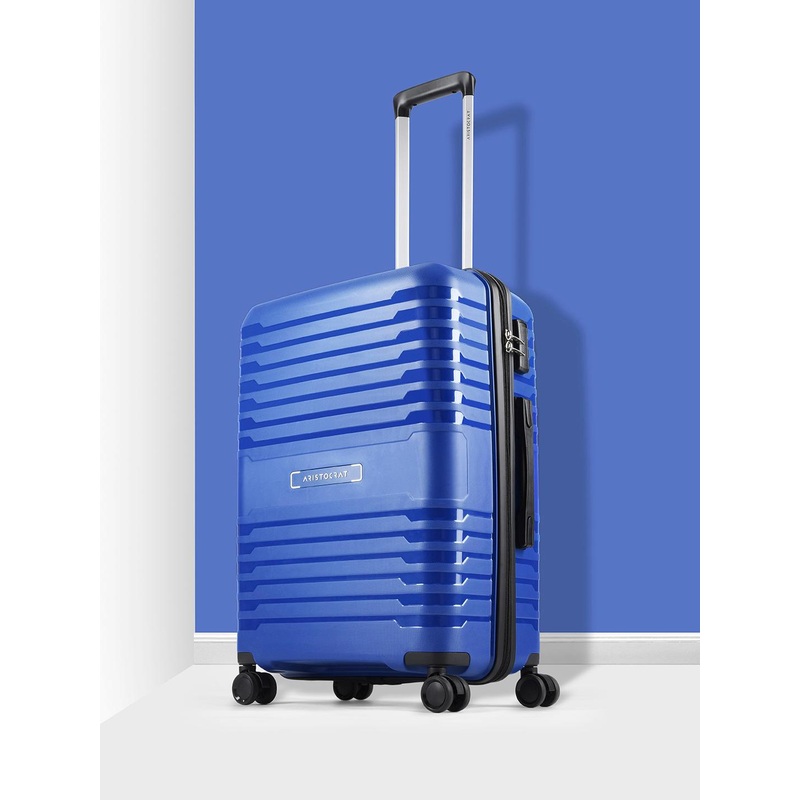 Harbor Blue Small Polypropylene Hard Luggage 55 cm Cabin Trolley Bag with 8-Wheel