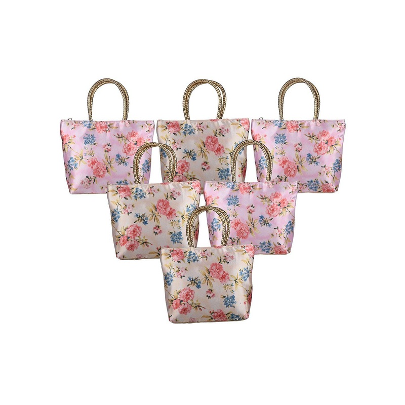 Kuber Industries Set Of 6 Floral Printed Structured Handheld Bag