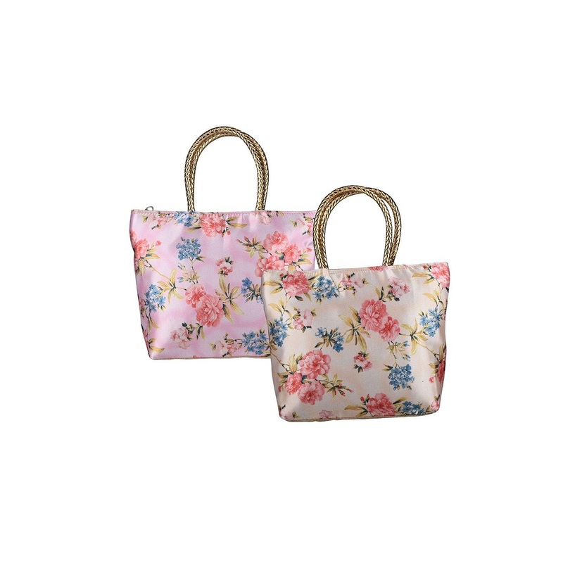 Kuber Industries Unisex Pack of 2 Floral Shopper Tote Bags