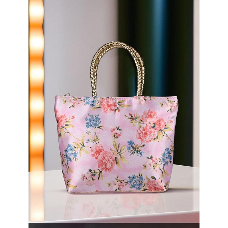 Kuber Industries Unisex Pack of 3 Floral Structured Tote Bags