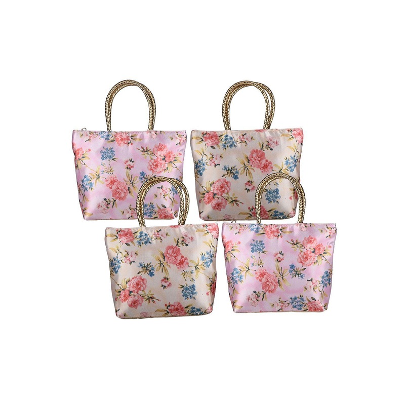 Kuber Industries Unisex Pack of 4 Floral Shopper Tote Bags