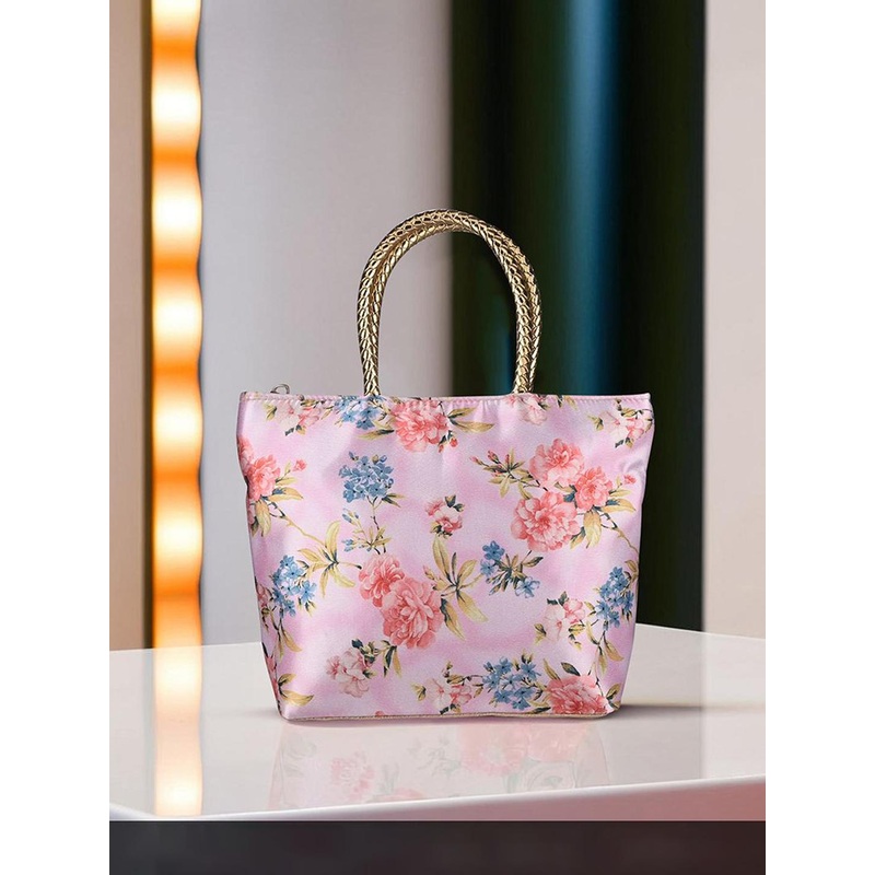 Kuber Industries Unisex Pack of 6 Floral Structured Tote Bags