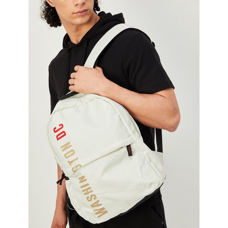 max Men Typography Backpack with Hip Strap
