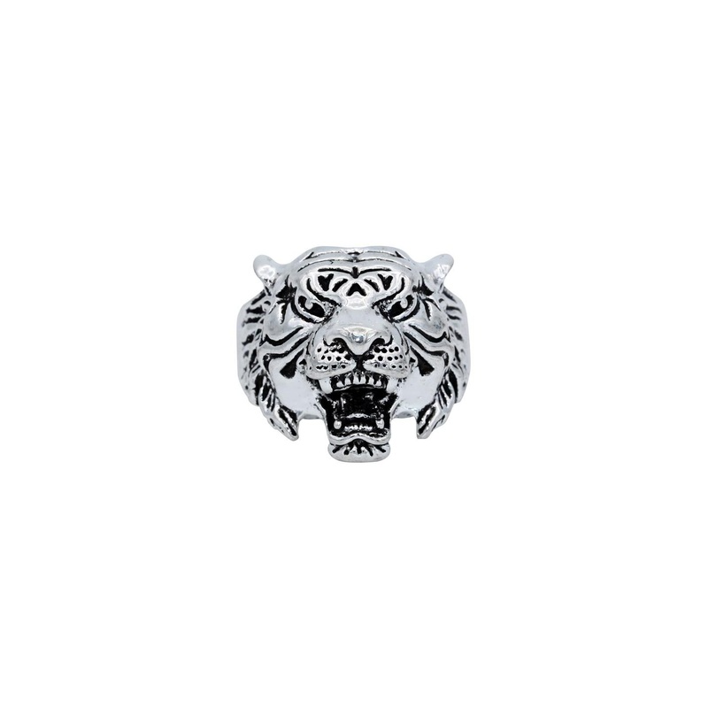 Oxidised Antique finish Brass, Hunting Tiger Head Finger ring