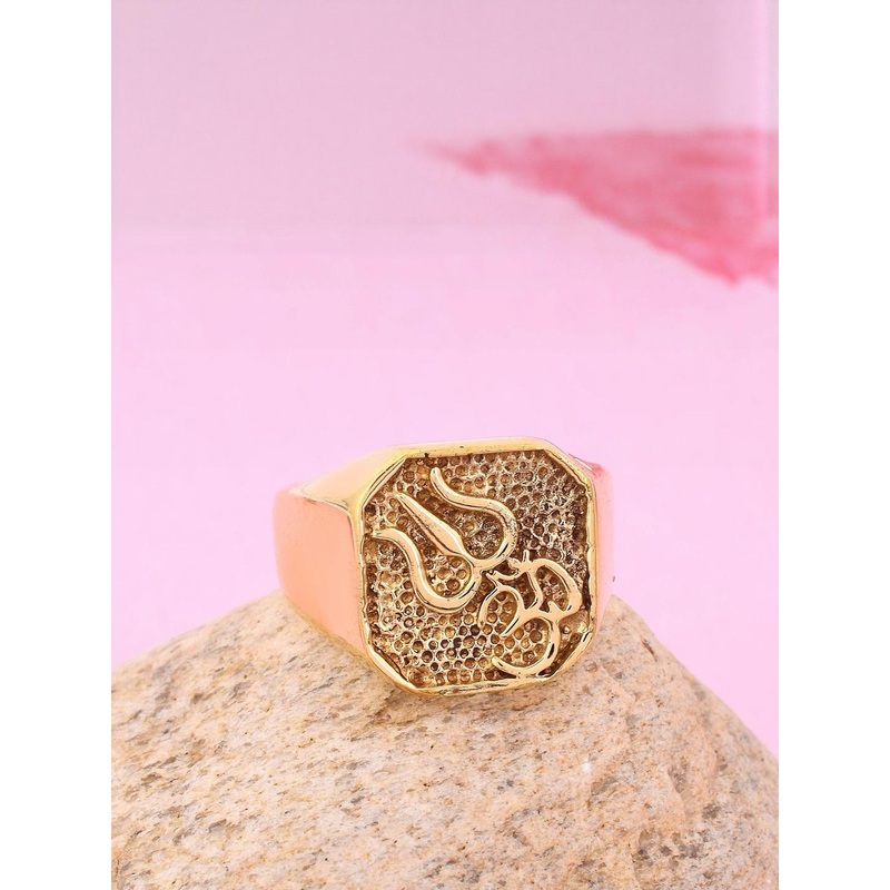 Pure Brass Om Trishul Stylish Fashion finger ring
