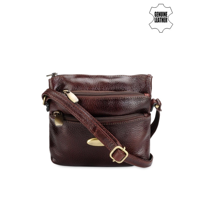 Teakwood Leather Unisex Brown Leather Messenger Bag