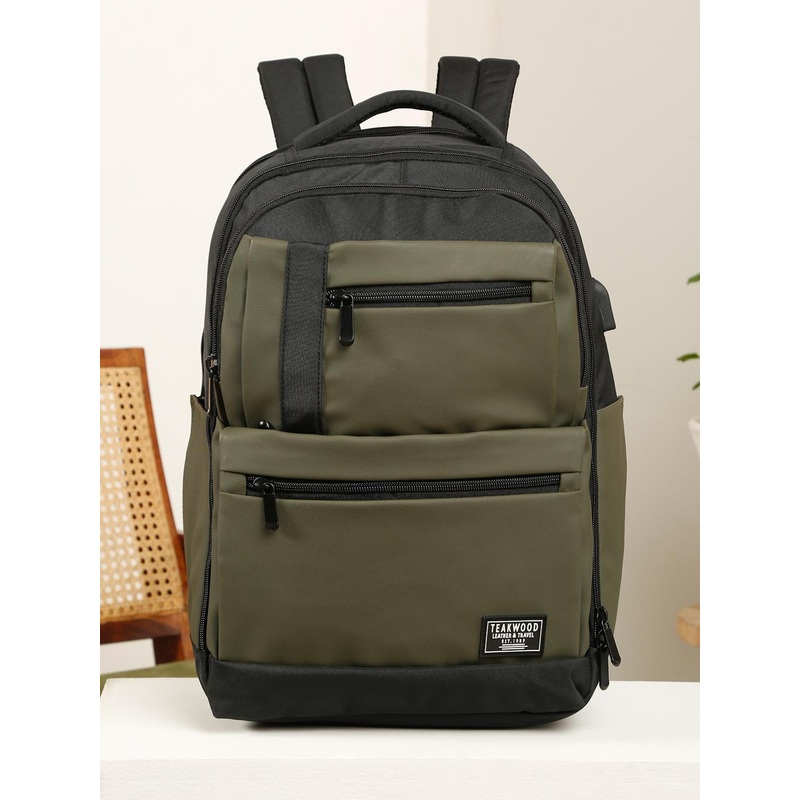 Teakwood Leathers Men Colourblocked Laptop Backpack – 15 Inches