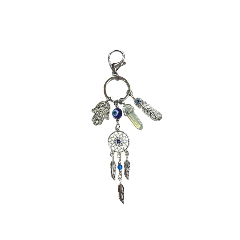 AUGEN Evil Eye Dream Catcher Hamsa Feather Metallic Key chain