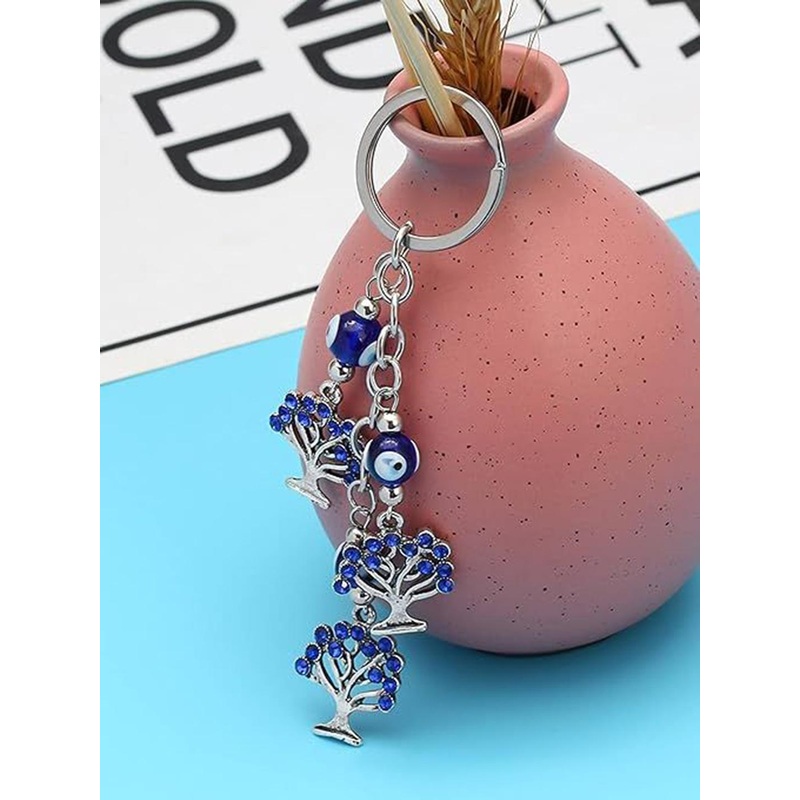 AUGEN Evil Eye Trees Design Textured Metal Key Chain