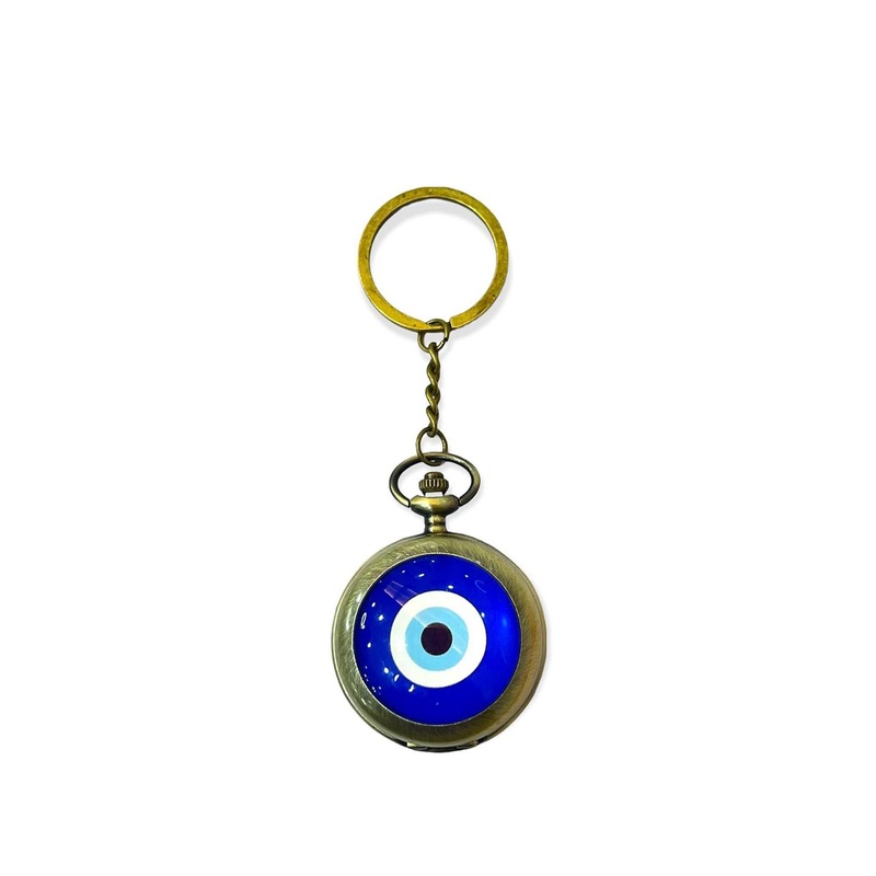AUGEN Textured Premium Pocket Watch Design Evil Eye Retro Vintage Key Chain