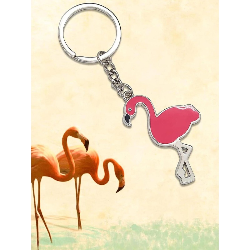 AUGEN Unisex Stainless Steel Flamingo Metallic Key chain