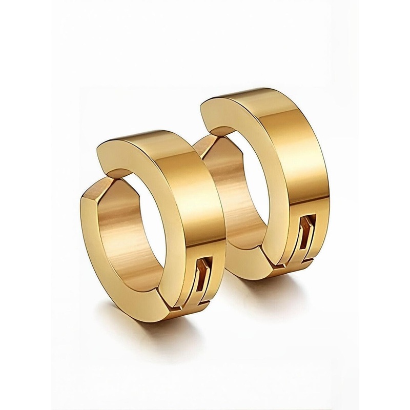 BRAJSTORE Stainless Steel Gold-Plated Circular Shaped Hoop Earrings