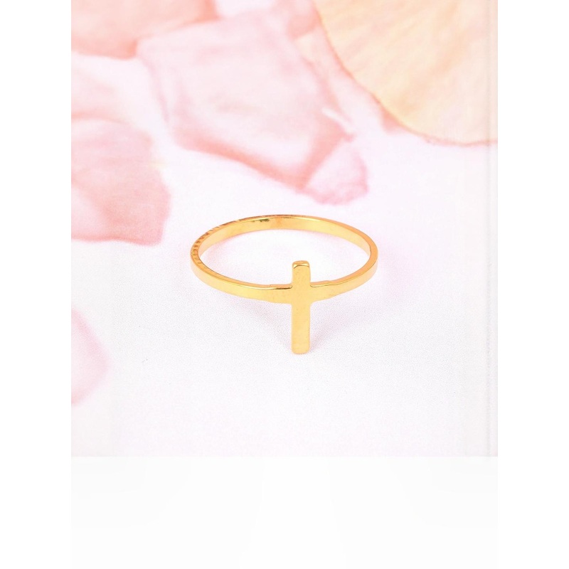 Brass Goldplated Catholic Jesus Crucifix Cross Fingerring