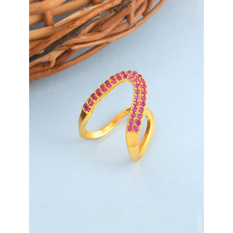 Brass Goldplated Imitation Ruby Fashion Finger ring