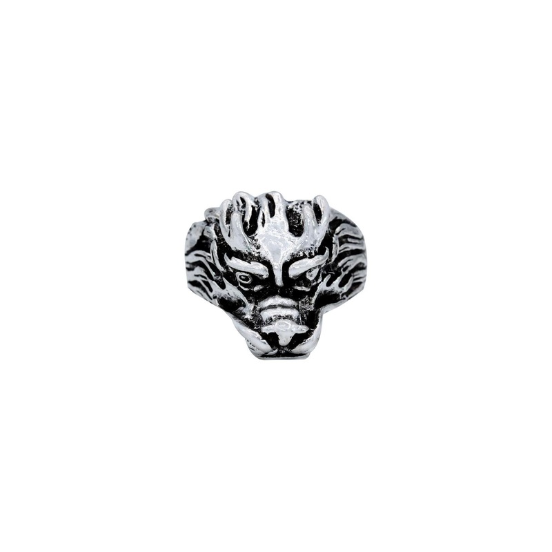 Oxidised Antique finish Brass, Swiss Wolf head Finger ring