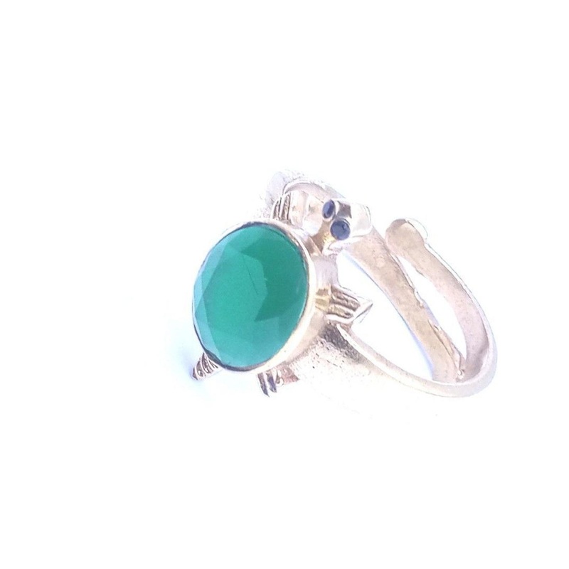RAVIOUR LIFESTYLE  Green Brass Pearls Finger Ring