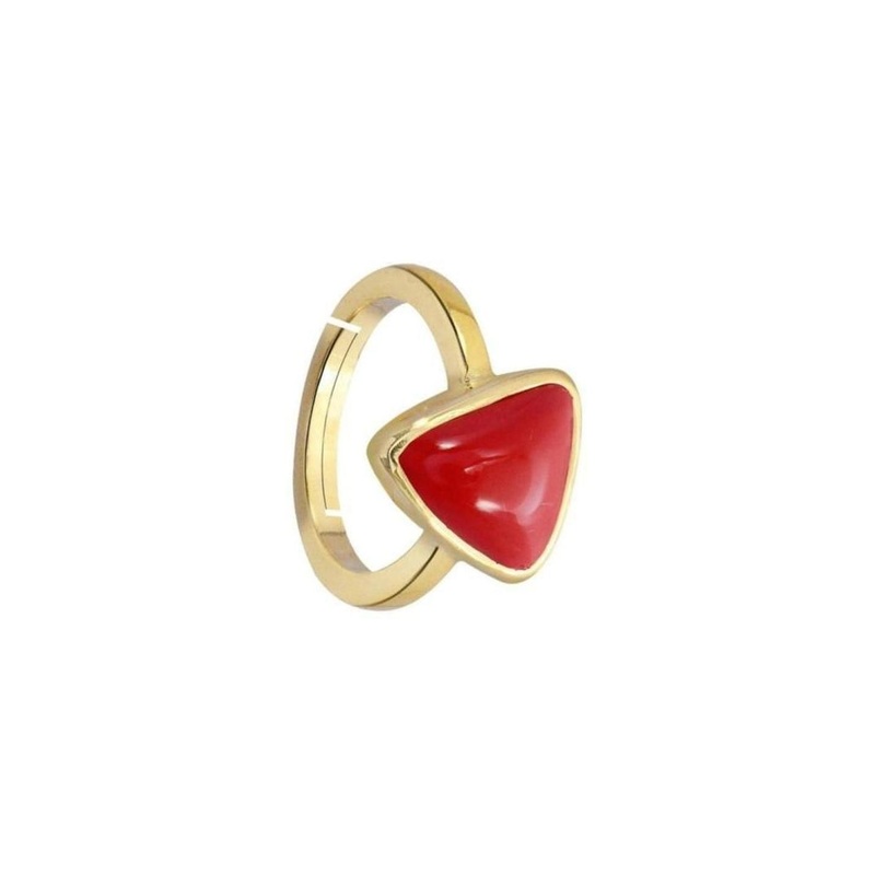 RAVIOUR LIFESTYLE Unisex Gold-Plated & Red Copper Adjustable Coral Finger Ring