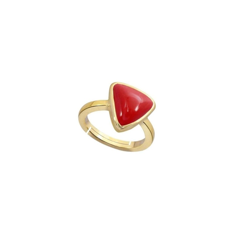 RAVIOUR LIFESTYLE Unisex Gold-Plated & Red Copper Coral Finger Ring