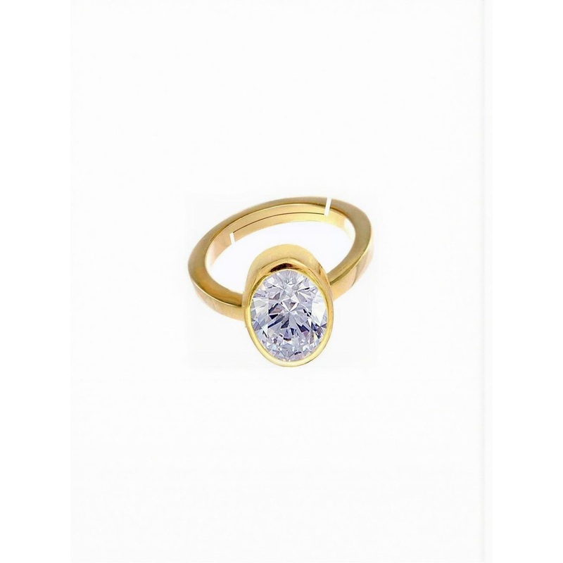 RAVIOUR LIFESTYLE Unisex Gold-Plated & White Copper Zircon Finger Ring