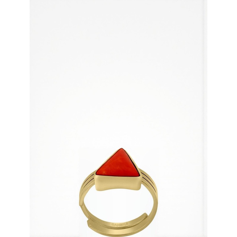 RAVIOUR LIFESTYLE Unisex KUNDLI GEMS Stone Coral Gold Plated Ring