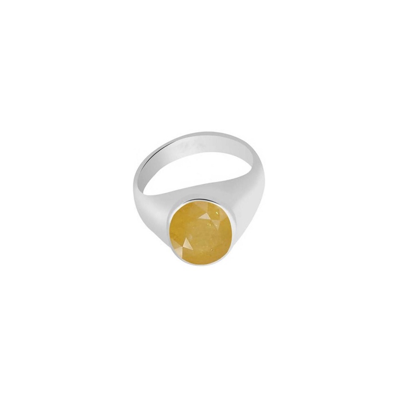 RAVIOUR LIFESTYLE  Unisex Yellow Pukhraj Gemstone Pearls Finger Ring