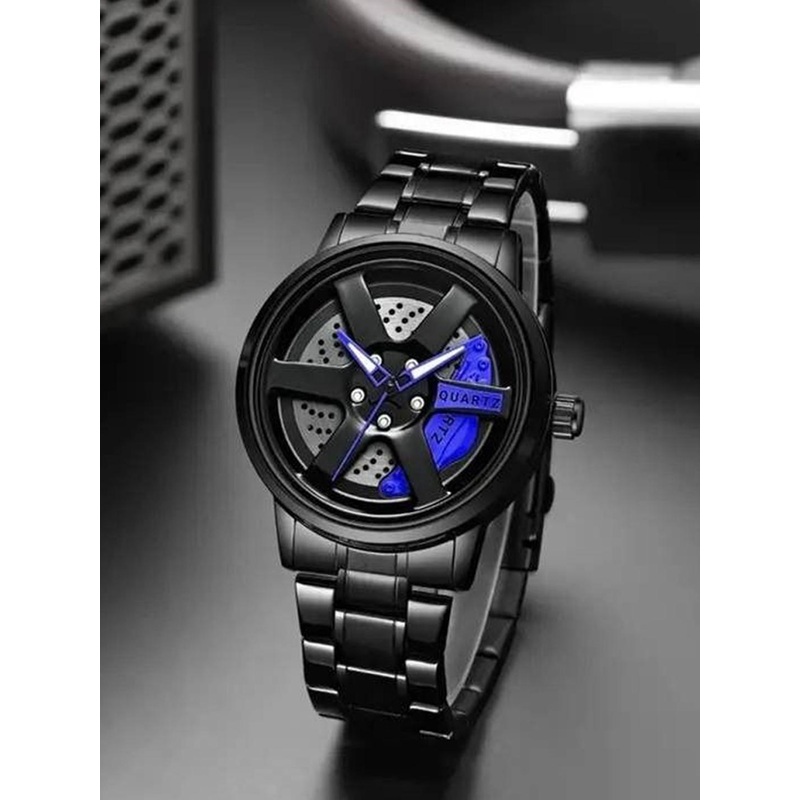 SELLORIA Patterned Dial & Stainless Steel Bracelet Style Straps Analogue Watch 6WhlBlu_12