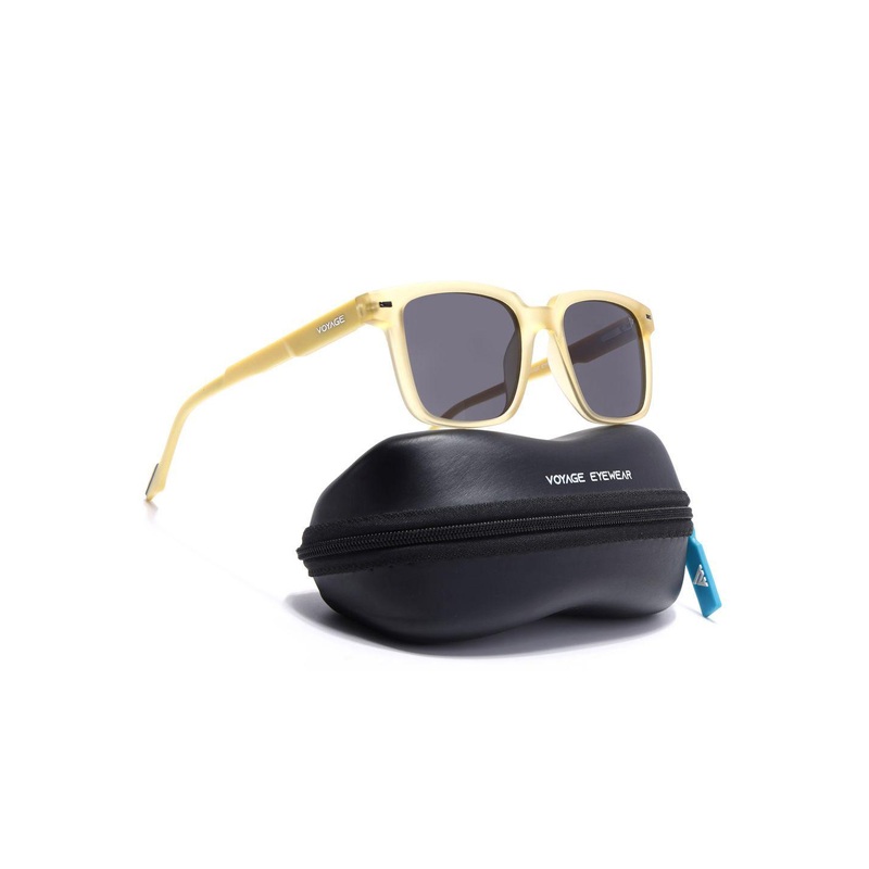 Voyage Unisex Black Lens & Yellow Square Sunglasses with Frame SV013PMG741