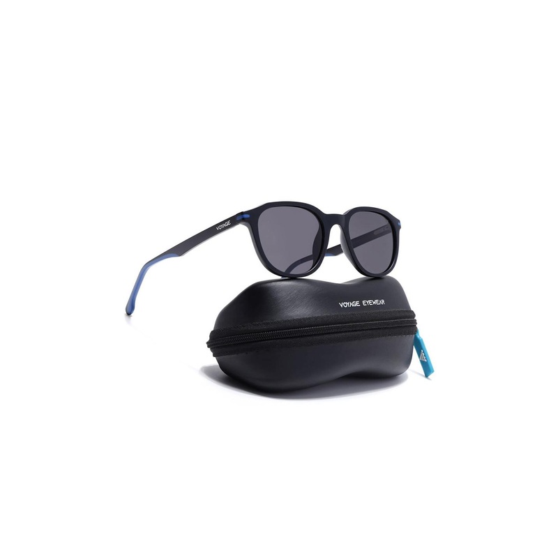 Voyage Wayfarer Sunglasses for Men & Women Black Lens Black & Blue Frame SV011PMG7397