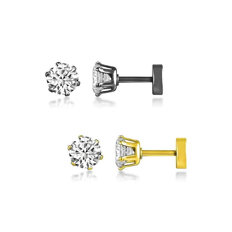 Accessoo Men Gold-Plated Artificial Stones Studded Circular Shaped Studs