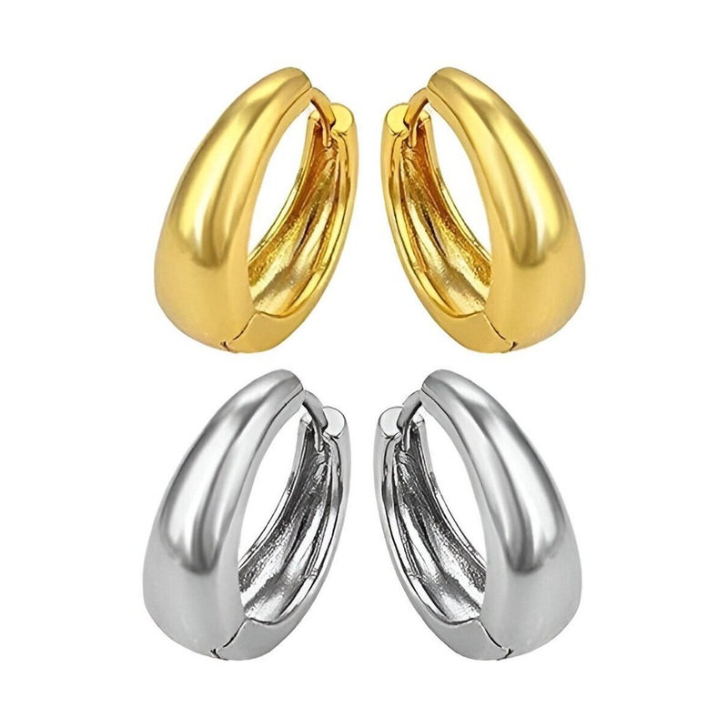 Accessoo Set Of 2 Gold-Plated Circular Shaped Hoop Earrings