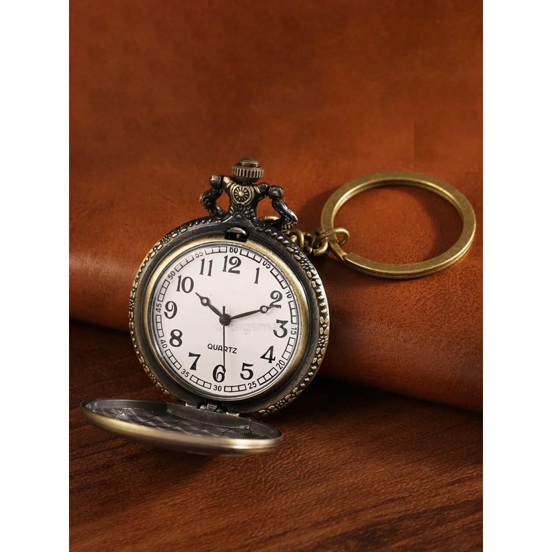 AUGEN Pocket Watch Glass Retro Vintage Keychain With Key Ring