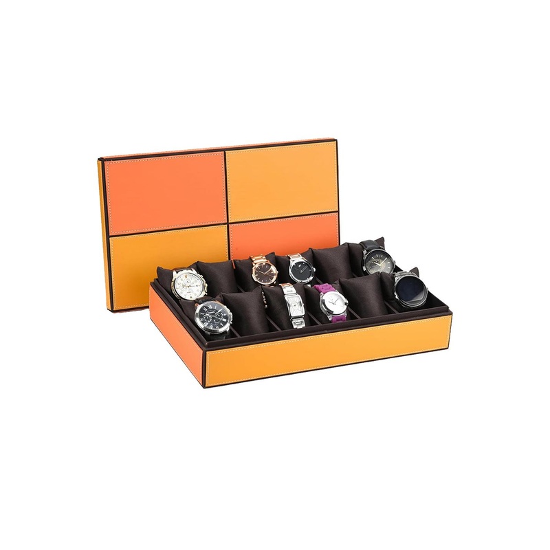 essart Brown & Black 12-Slot Watch Organiser