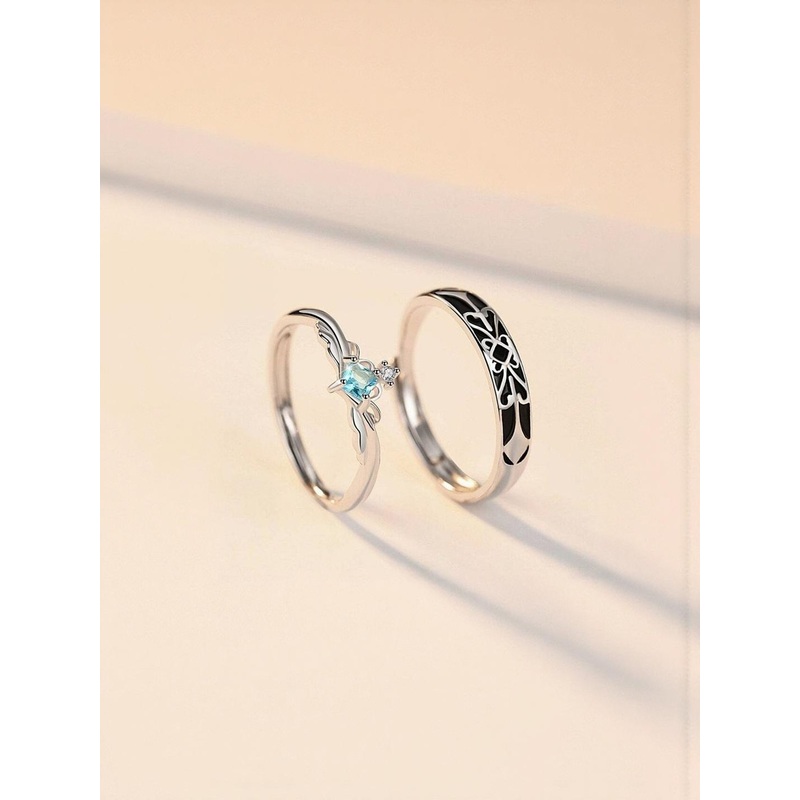 J.S ENTERPRISES Unisex Set Of 2 Stainless Steel Artifcial Stones Studded Finger Rings