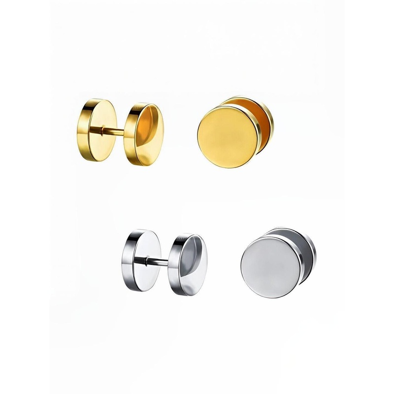 JaiShree Jewels Men Set Of 2 Gold-Plated Circular Shaped Studs