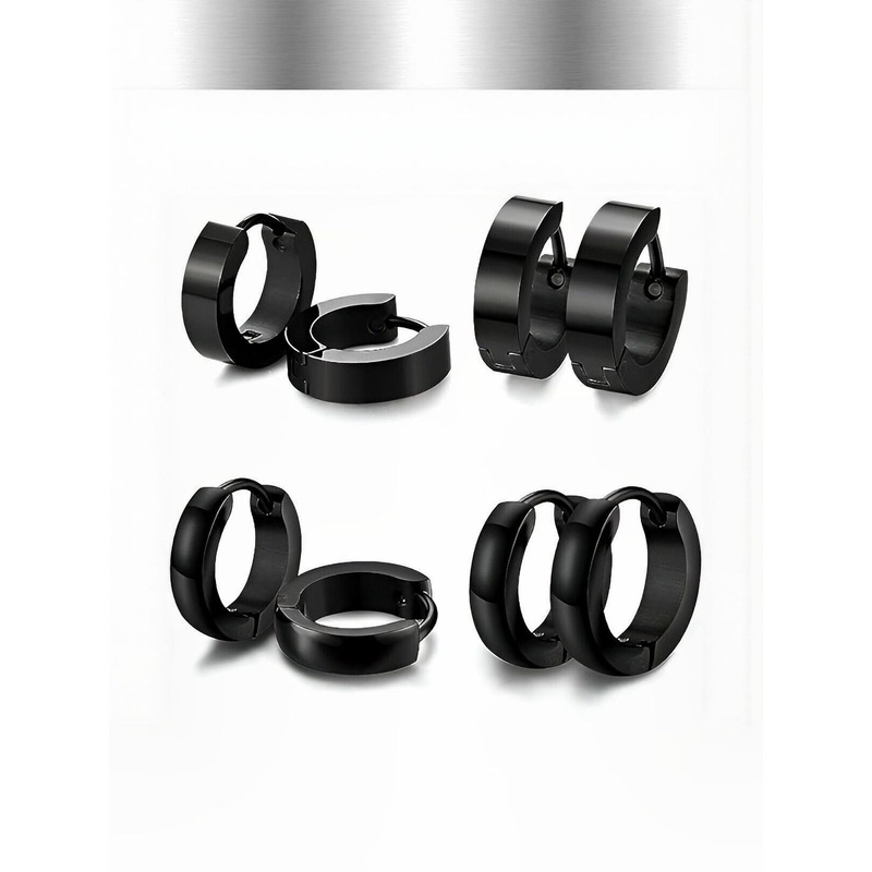 JaiShree Jewels Set Of 4 Stainless Steel Circular Hoop Earrings