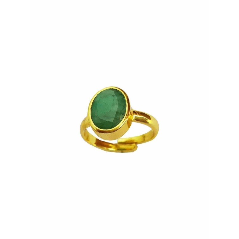RAVIOUR LIFESTYLE Brass Plated Emerald Studded Finger Ring