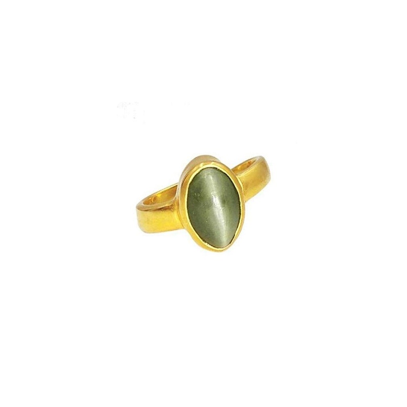 RAVIOUR LIFESTYLE Gold Plated Cat Eye Stone Studded Ring