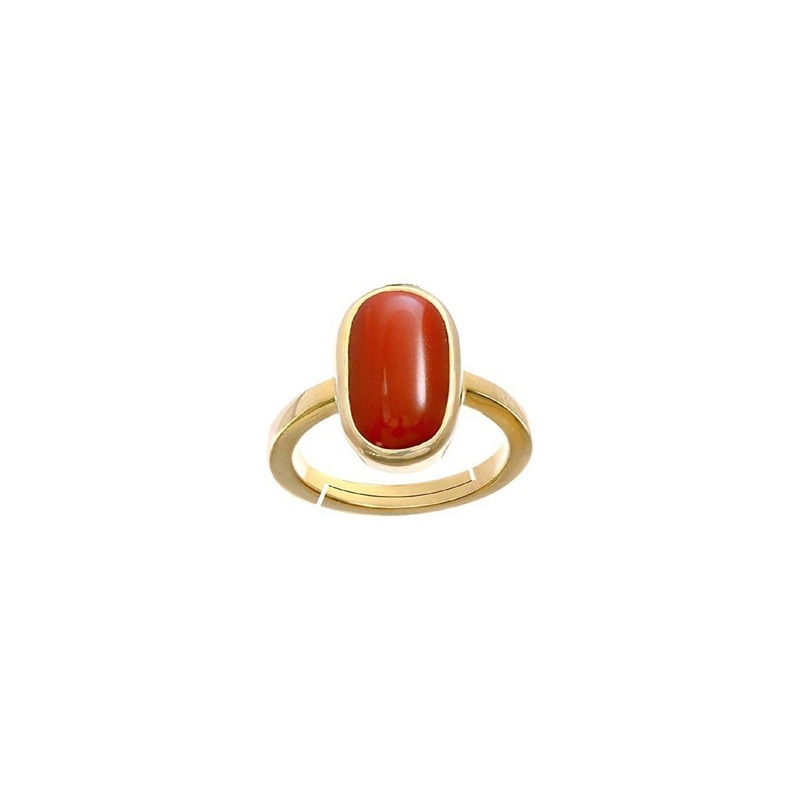 RAVIOUR LIFESTYLE Gold Plated Coral Stone Studded Finger Ring