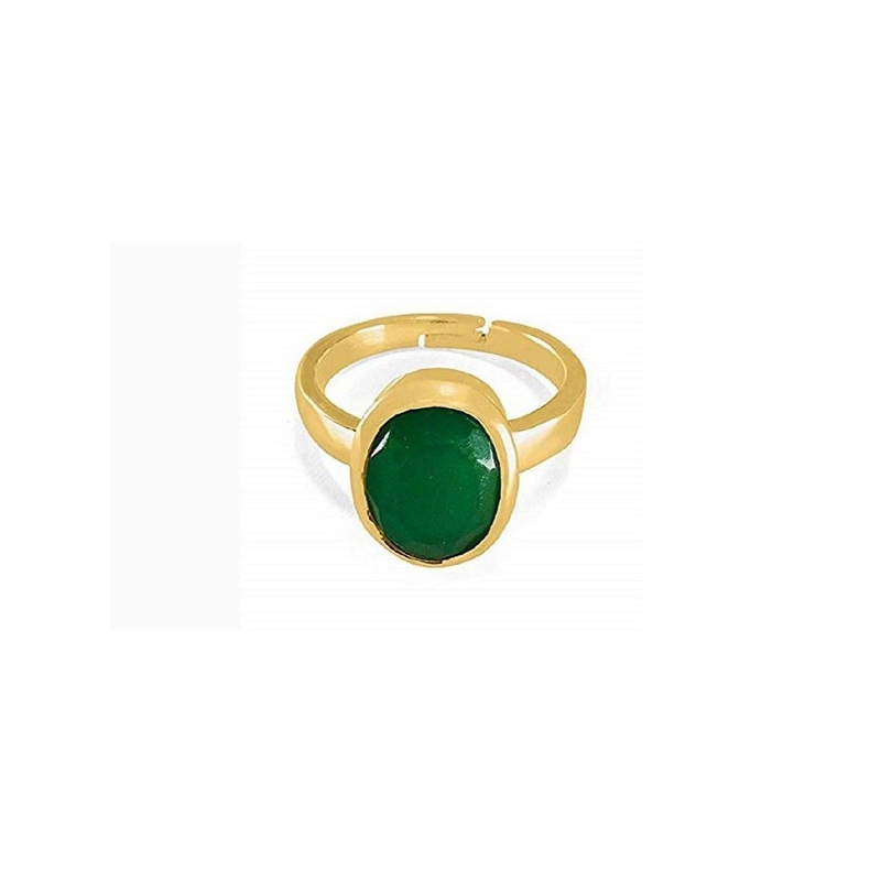 RAVIOUR LIFESTYLE Gold Plated Emerald Studded Finger Ring