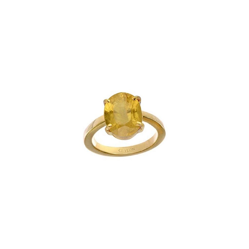 RAVIOUR LIFESTYLE Gold Plated Pukhraj Studded Finger Ring