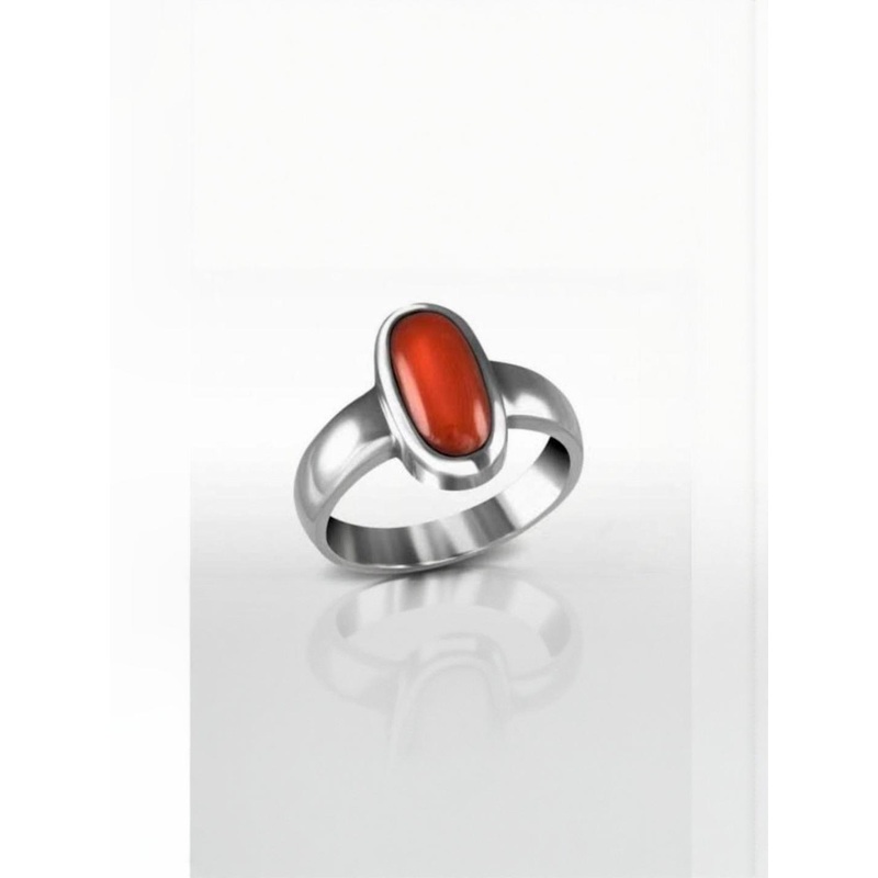 RAVIOUR LIFESTYLE Sliver Plated Moonga Studded Finger Ring