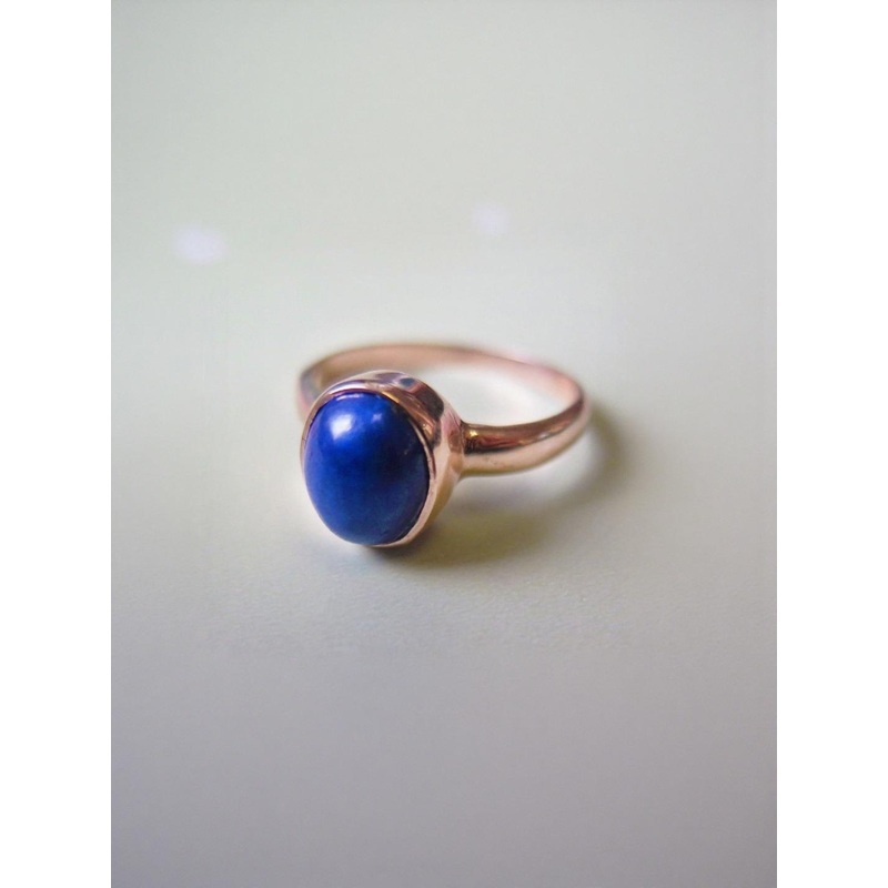 RAVIOUR LIFESTYLE Unisex Copper-Plated 7.25 Ratti Lapis Lazuli Stone Studded Finger Ring