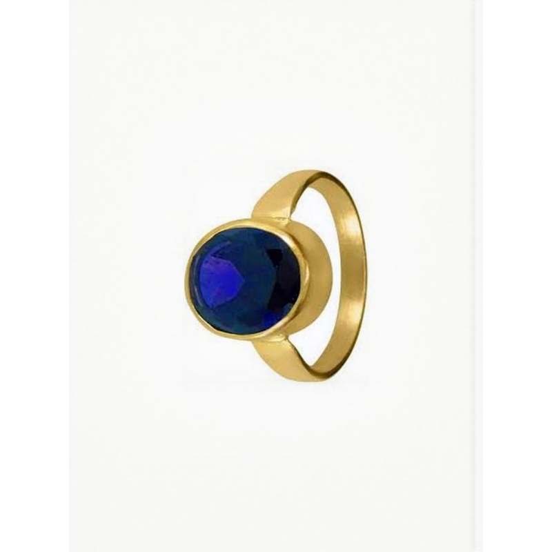 RAVIOUR LIFESTYLE Unisex Copper-Plated 9.25 Ratti Sapphire Stone Studded Finger Ring
