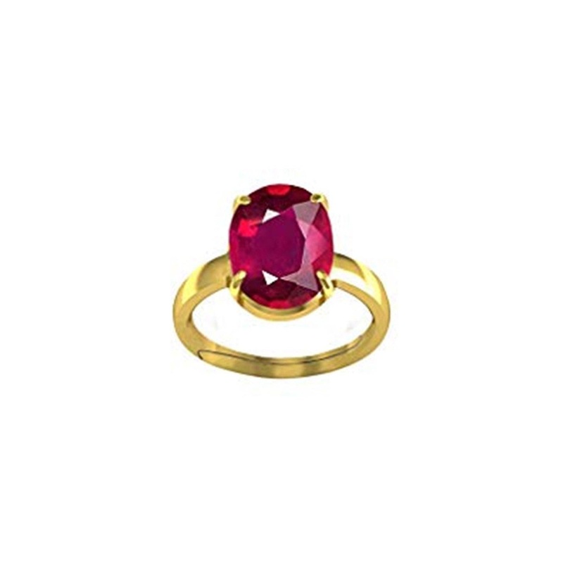 RAVIOUR LIFESTYLE Unisex Gold-Plated 5.00 Ratti Ruby Gemstone Studded Finger Ring