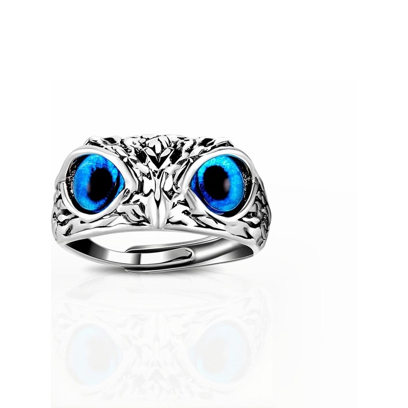 Teeragaj Owl Eye Stone Studded Adjustable Finger Ring